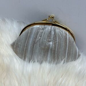 Vintage Eel Skin Double Kisslock Coin Bag Gray Soft Buttery Eel